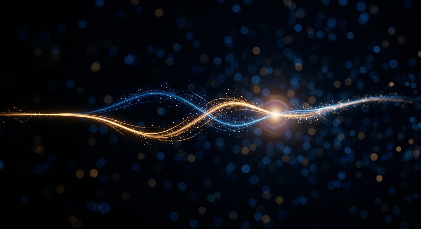 Two glowing threads merging — symbolizing Arthur Aron mutual vulnerability and self-disclosure in couples