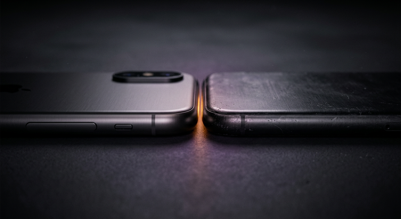 Two phones nearly touching in dim light, symbolizing flirtation psychology and relationship stages