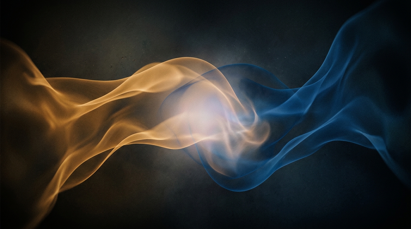 Abstract shapes in tension representing attachment anxiety and relationship security uncertainty